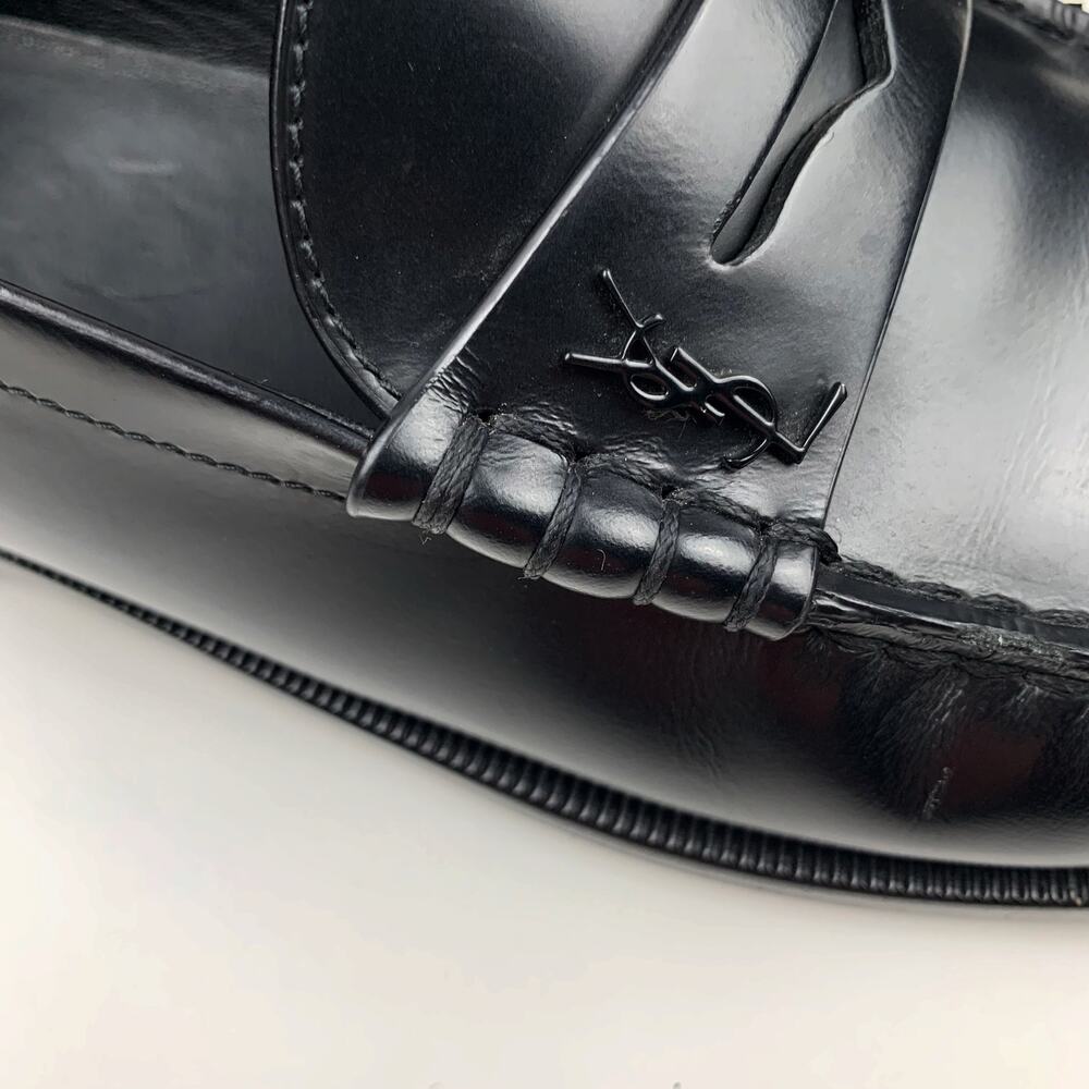 Saint Laurent YSL Loafers Black Leather Women's 39 US 9 - Picture 5 of 16